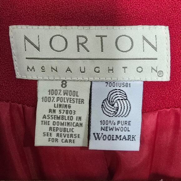 NORTON MCNAUGHTON Womens Sz 8 Red Vintage Button Blazer 100% Pure New Wool Lined - Picture 9 of 9